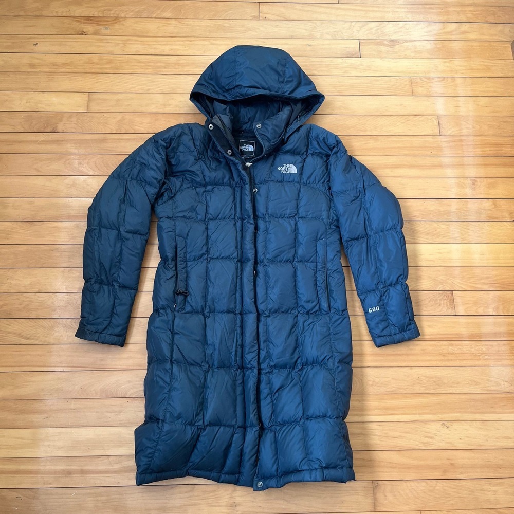 The North Face Metropolis Parka Navy Blue 600 Down Hooded Puffer Jacket Womens M